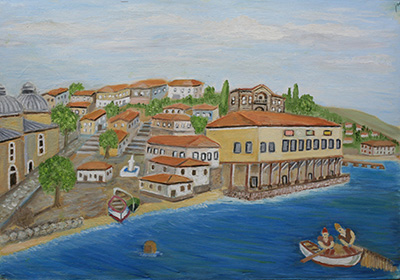 Painting of coastline